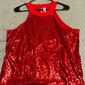 Red Sequin Top